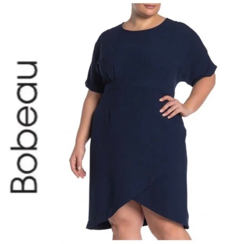 NWT Bobeau Navy Blue short sleeved dress 1X